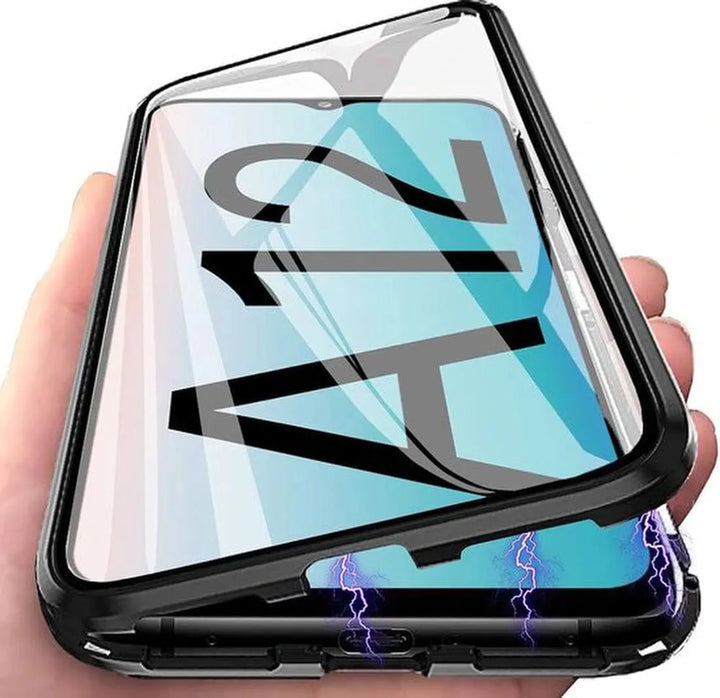 Samsung Galaxy A12 Hoesjes – Magnetische 360° Bescherming – Metalen Frame – Gehard Glas Achterkant-Ilumina Benelux