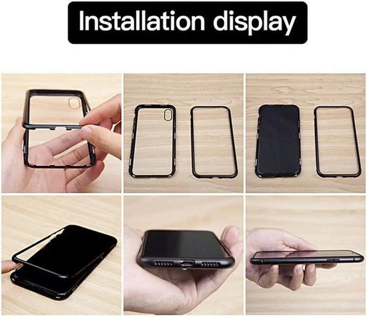 iPhone XS Max Hoesjes – Magnetische Backcover – Metalen Frame – Incl. 2x Gehard Glas Screenprotector – Zwart-Ilumina Benelux