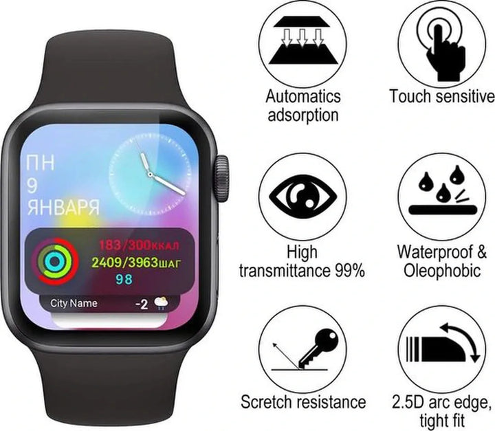 Screenprotector – Geschikt voor Apple Watch 45mm Series 9/8/7 – Gehard Glas – 3D Volledige Dekking – 9H – 2 Stuks-Smartwatchscreenprotector-Ilumina Benelux