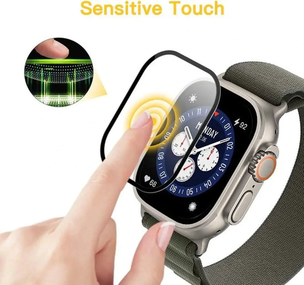 Screenprotector – Geschikt voor Apple Watch 41mm Series 9/8/7 – Gehard Glas – 3D Volledige Dekking – 9H – 2 Stuks-Smartwatchscreenprotector-Ilumina Benelux