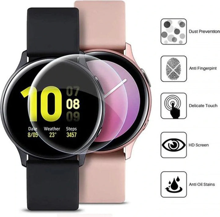 Screenprotector – Geschikt voor Samsung Watch Active 2 44mm – Gehard Glas – 9H Hardheid – Bubbelvrij – 2 Stuks-Smartwatchscreenprotector-Ilumina Benelux