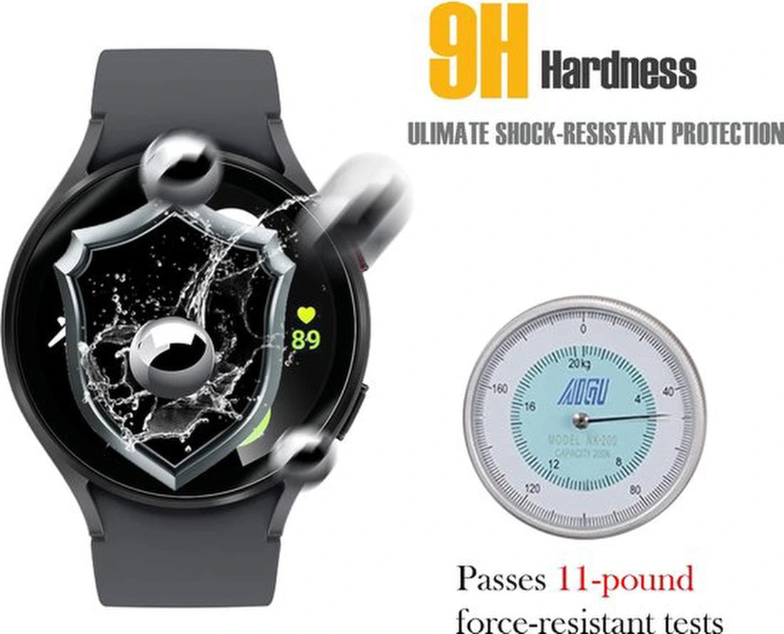 Screenprotector Geschikt voor: Samsung Galaxy Watch 6 / 5 / 4 - 40mm - Tempered Glass Screen Protector van gehard glas - 3D volledige dekking, 9H hardheid - bubbelvrij - 2 stuks