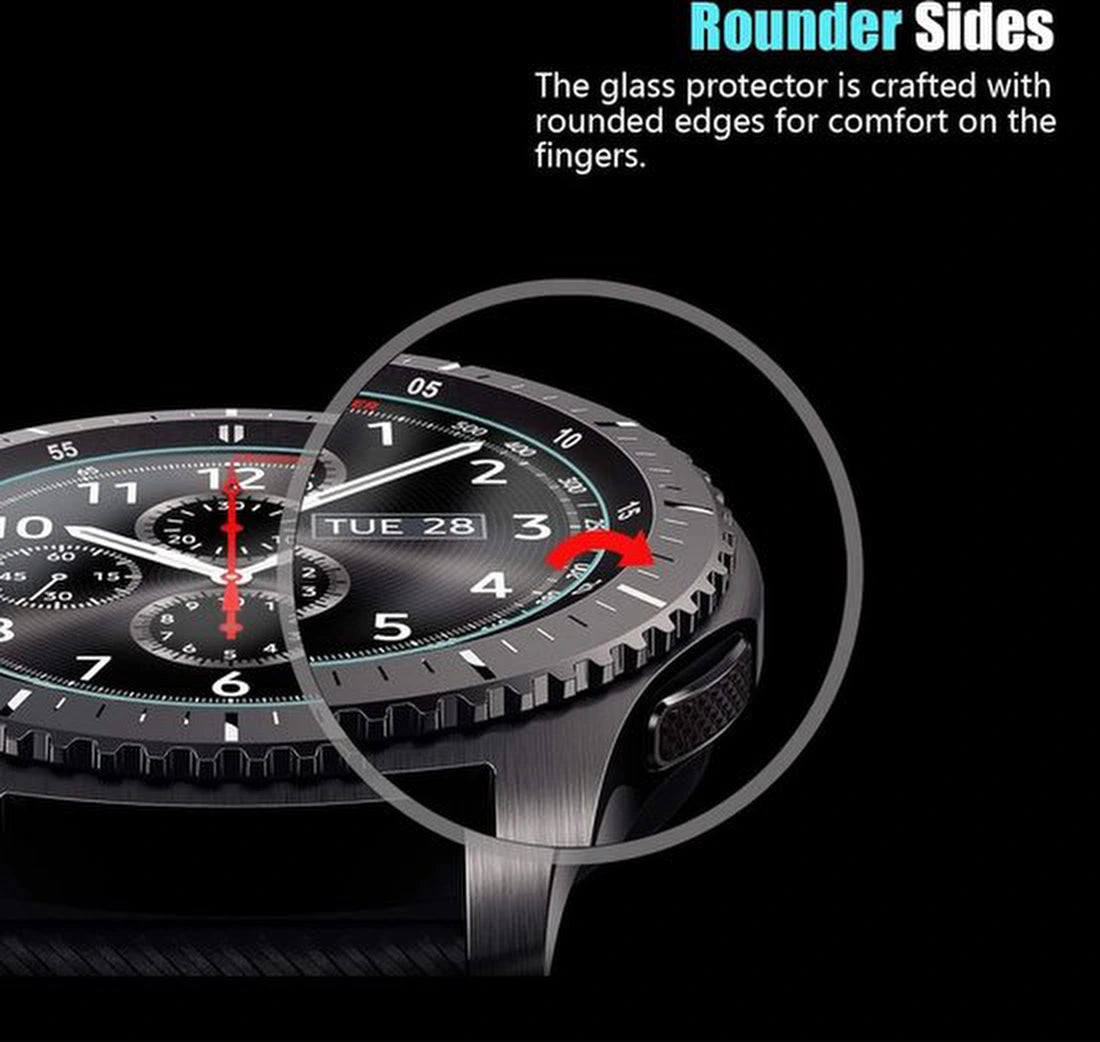 Screenprotector Geschikt voor: Samsung Galaxy Watch 3 - 45mm - Tempered Glass Screen Protector van gehard glas - 9H hardheid - bubbelvrij - 2 stuks