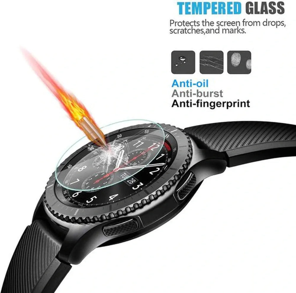Screenprotector – Geschikt voor Samsung Galaxy Watch 3 45mm – Gehard Glas – 9H Hardheid – Bubbelvrij – 2 Stuks-Smartwatchscreenprotector-Ilumina Benelux