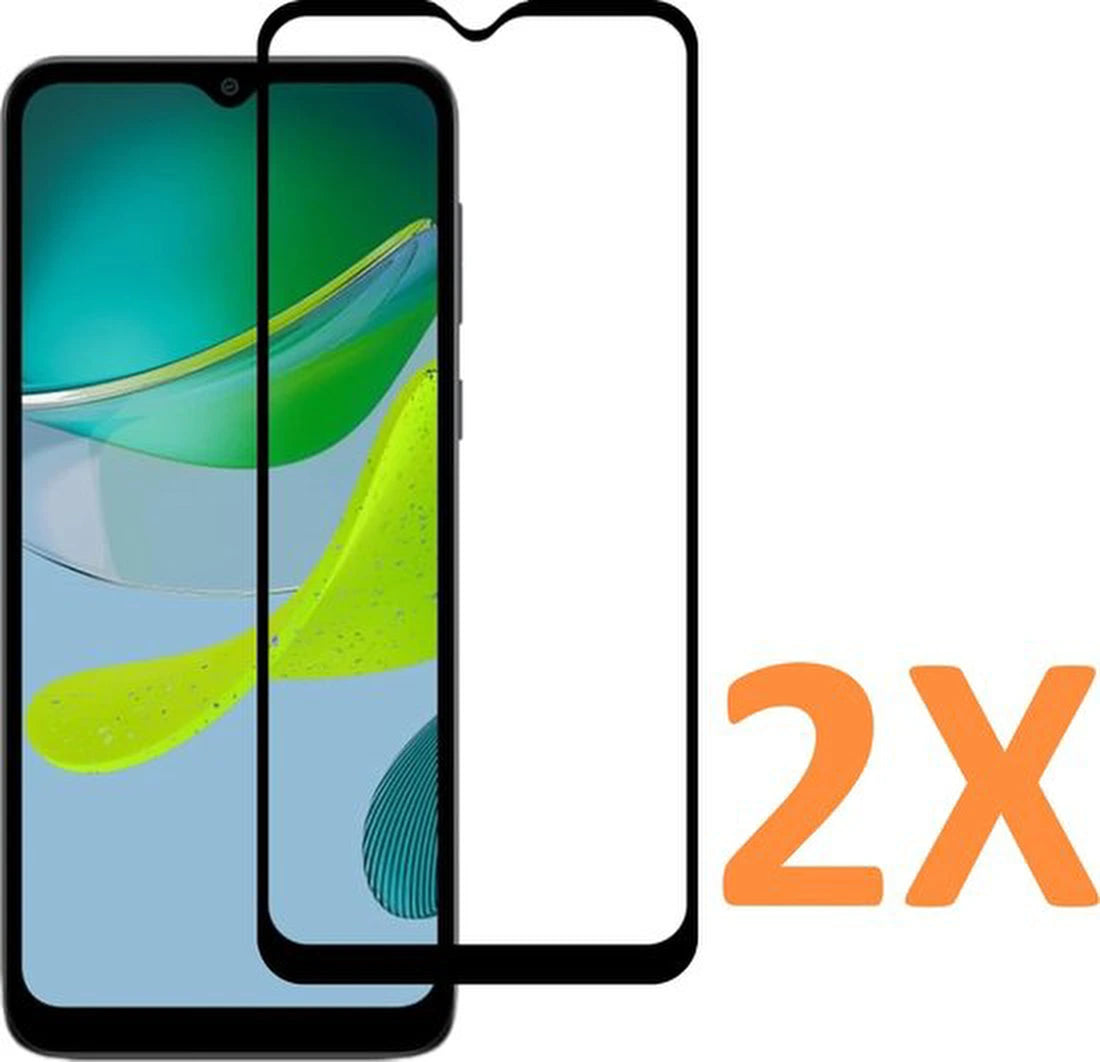 Full Cover Screenprotector - Geschikt voor Motorola Moto E13 - 9H Glas (2-Pack)