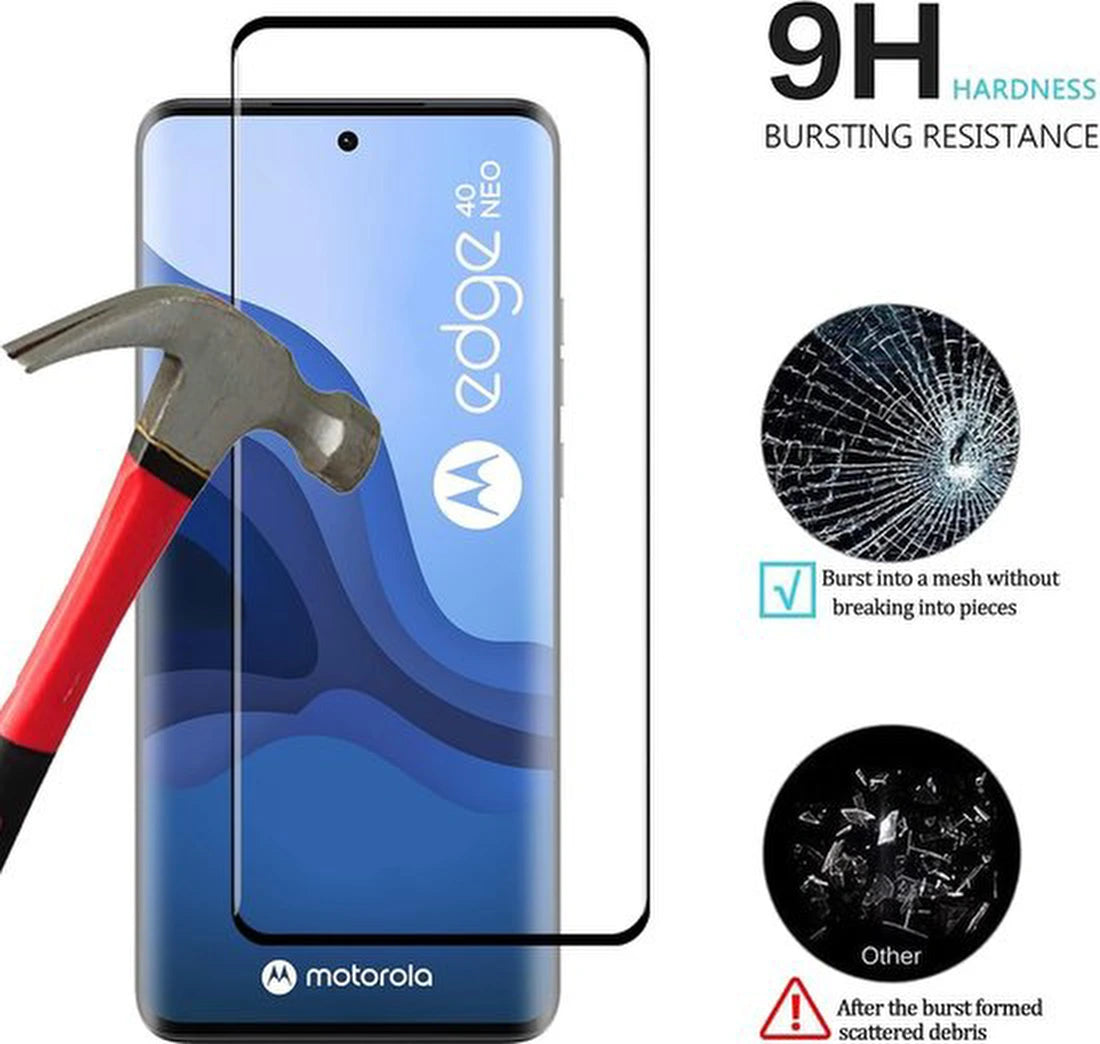 Full Cover Screenprotector - Geschikt voor Motorola Edge 40 / Edge 40 Neo - 9H Glas (3-Pack)