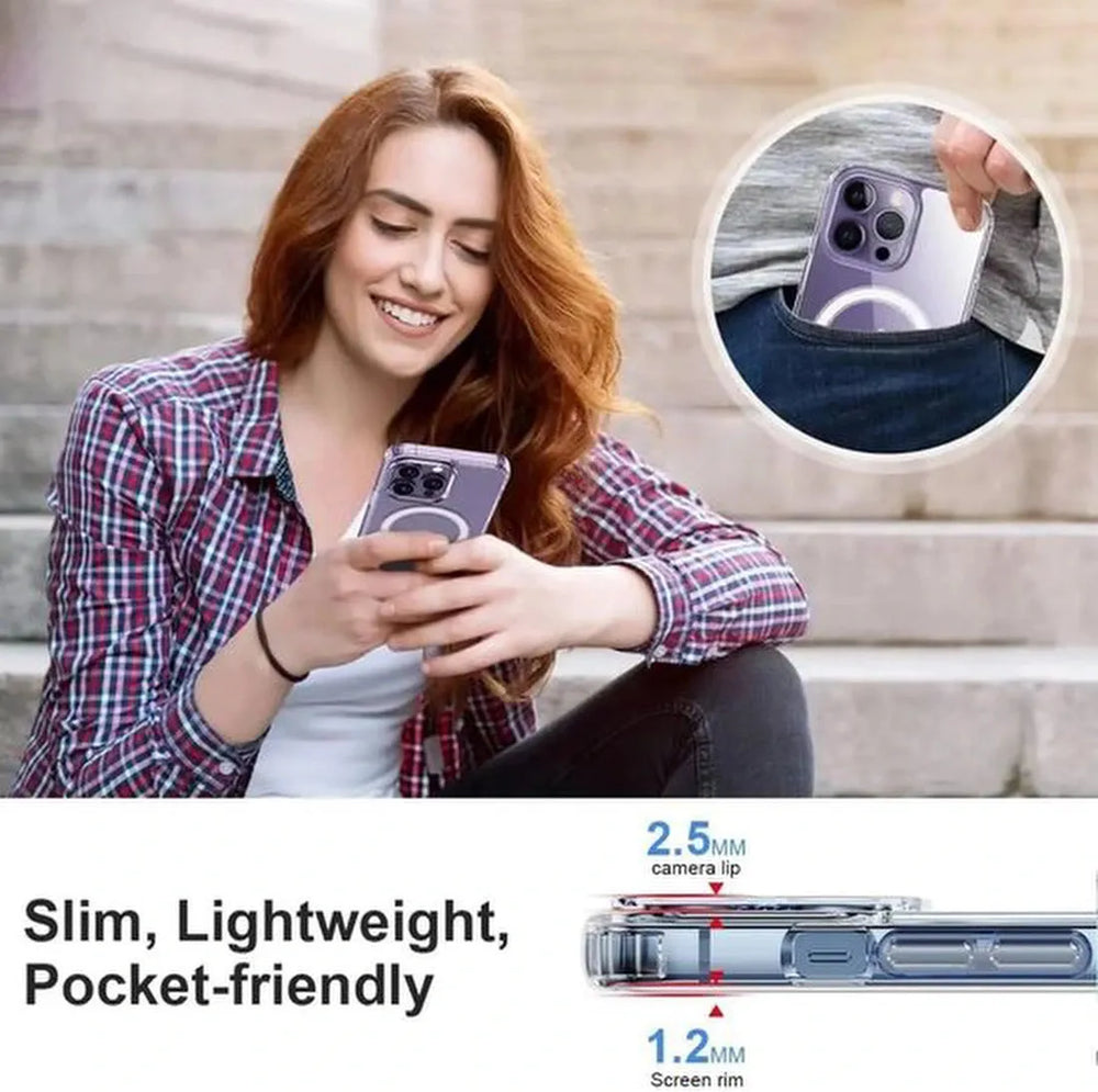 iPhone 15 Plus Hoesjes – Transparante Magnetische MagSafe Backcover – 2x Screenprotector – Camera Lens Protector – Helder-Ilumina Benelux