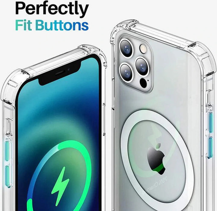 iPhone 14 Plus Hoesjes – Magnetische MagSafe Backcover – Schokbestendig – Transparant Zwart-Ilumina Benelux
