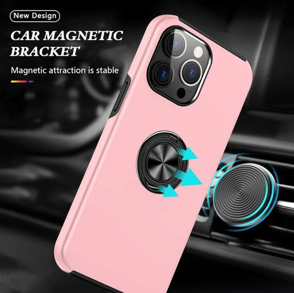 iPhone 15 Pro Hoesjes – Backcover met Vingerring & Magneet – Anti-drop – Roze-Ilumina Benelux