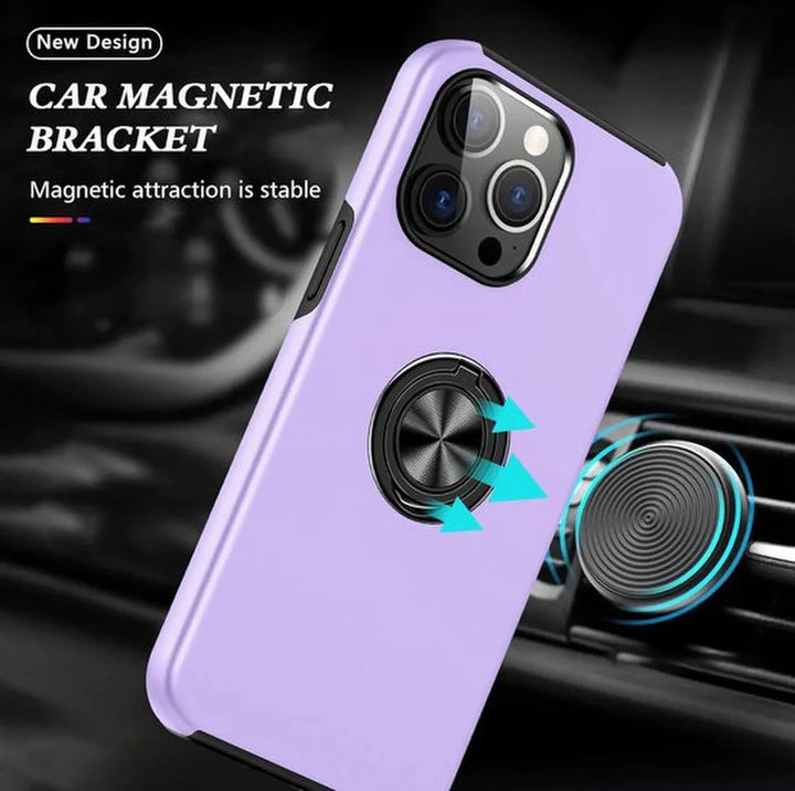 iPhone 15 Pro Hoesjes – Backcover met Vingerring – Magneet – Anti-drop – Paars-Ilumina Benelux