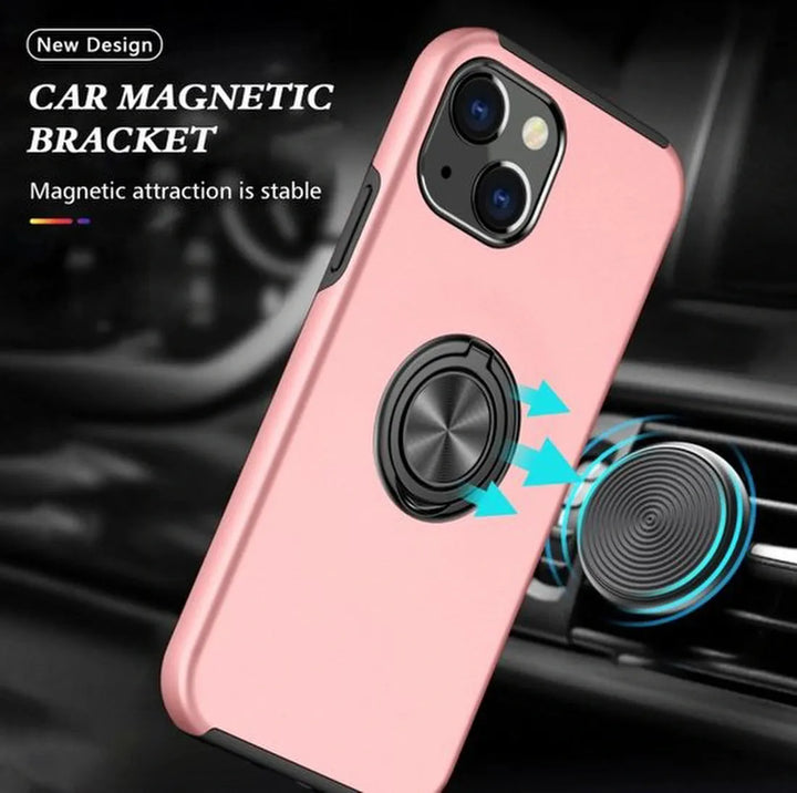 iPhone 15 Hoesjes – Backcover met Vingerring & Magneet – Anti-drop – Roze-Ilumina Benelux