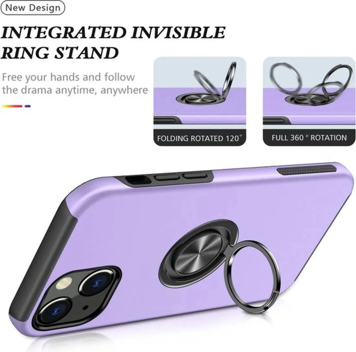 iPhone 15 Hoesjes – Backcover met Vingerring & Magneet – Anti-drop – Paars-Ilumina Benelux