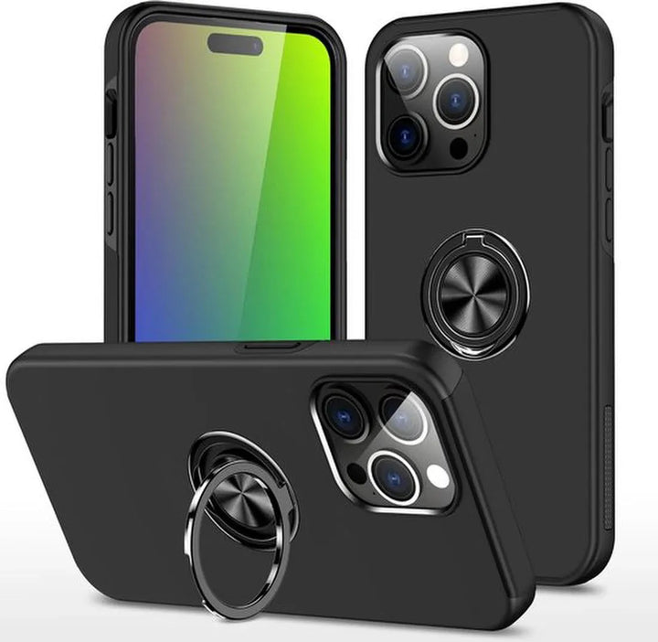 iPhone 14 Pro Max Hoesjes – Backcover met Vingerring & Magneet – Anti-drop – Zwart-Ilumina Benelux