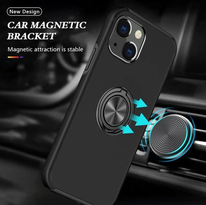 iPhone 14 Hoesjes – Backcover met Vingerring – Magneet – Anti-drop – Zwart-Ilumina Benelux