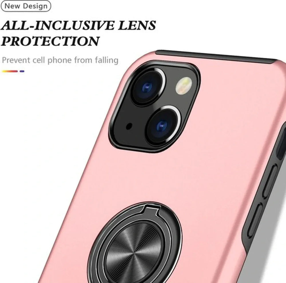 iPhone 14 Hoesjes – Backcover met Vingerring – Magneet – Anti-drop – Roze-Ilumina Benelux