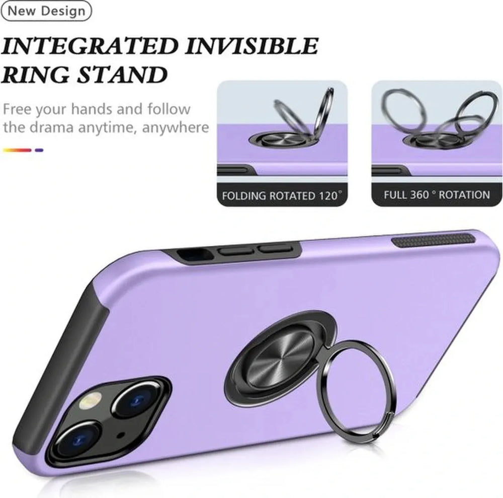 iPhone 14 Hoesjes – Backcover met Vingerring – Magneet – Anti-drop – Paars-Ilumina Benelux