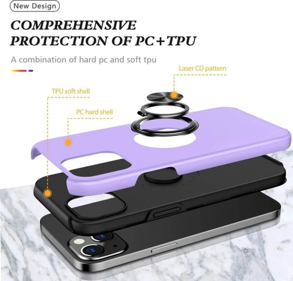 iPhone 14 Hoesjes – Backcover met Vingerring – Magneet – Anti-drop – Paars-Ilumina Benelux
