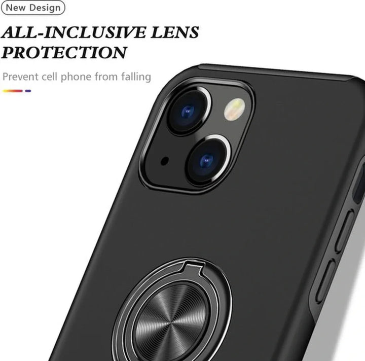 iPhone 14 Plus Hoesjes – Backcover met Vingerring – Magneet – Anti-drop – Zwart-Ilumina Benelux