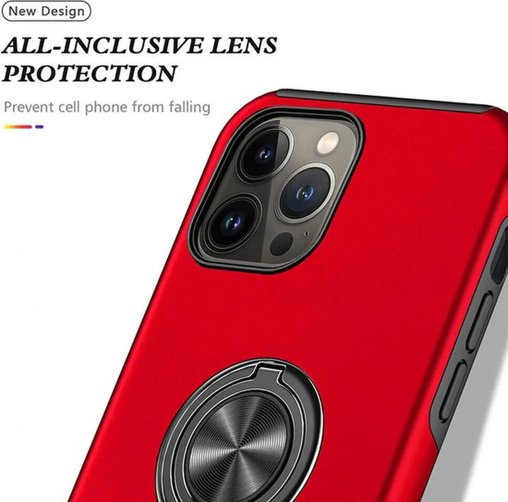 iPhone 13 Pro Max Hoesjes – Backcover met Vingerring & Magneet – Anti-drop – Rood-Ilumina Benelux