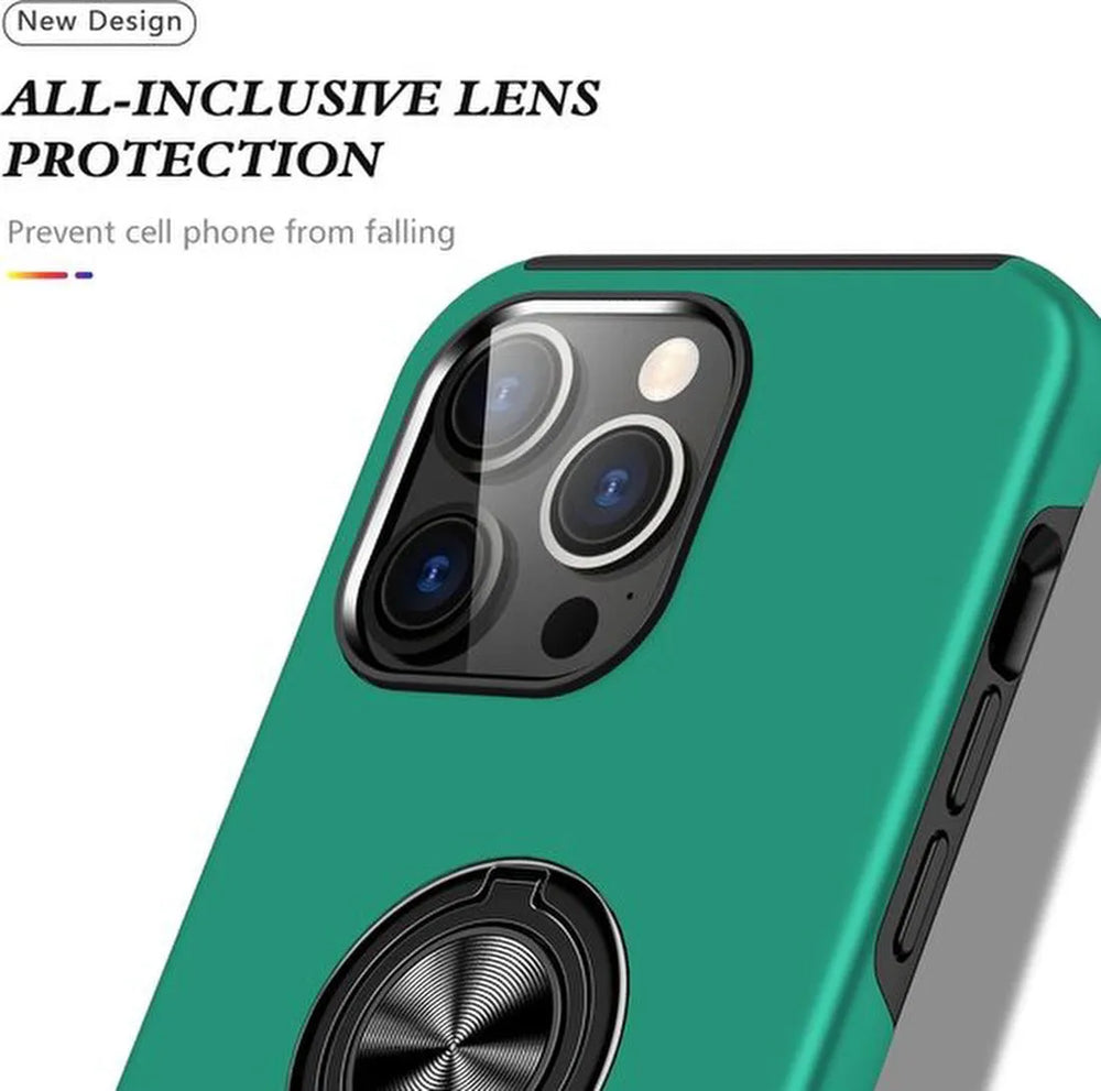 iPhone 13 Pro Max Hoesjes – Backcover met Vingerring & Magneet – Anti-drop Cover – Groen-Ilumina Benelux
