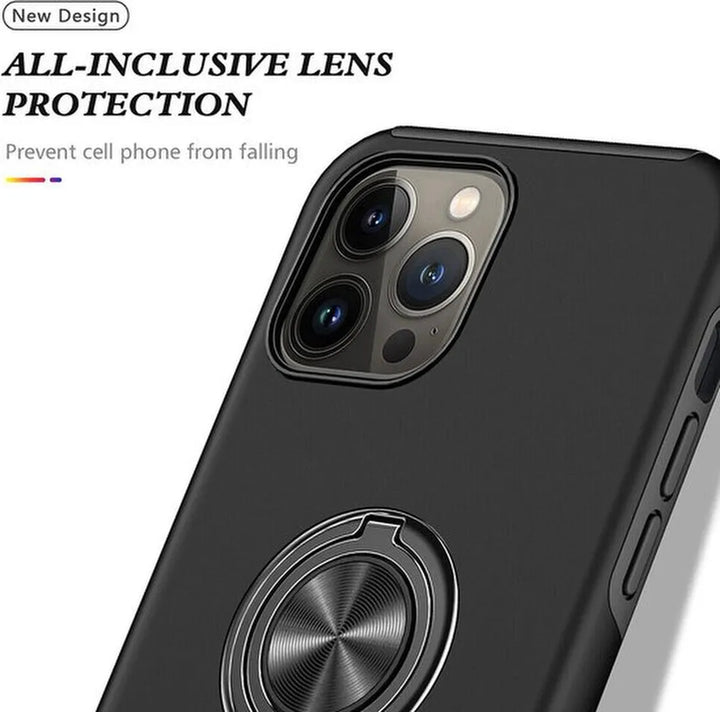 iPhone 13 Pro Hoesjes – Backcover met Vingerring – Magneet – Anti-drop – Zwart-Ilumina Benelux