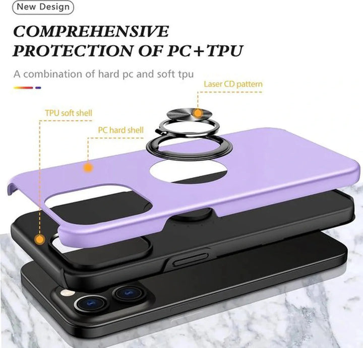 iPhone 13 Pro Hoesjes – Backcover met Vingerring – Magneet – Anti-drop – Paars-Ilumina Benelux