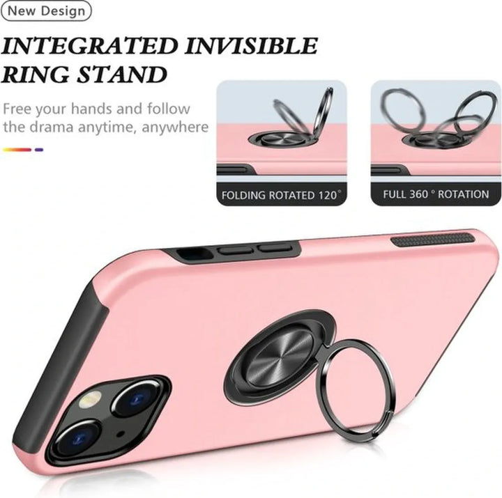 iPhone 13 Hoesjes – Backcover met Vingerring & Magneet – Anti-drop – Roze-Ilumina Benelux