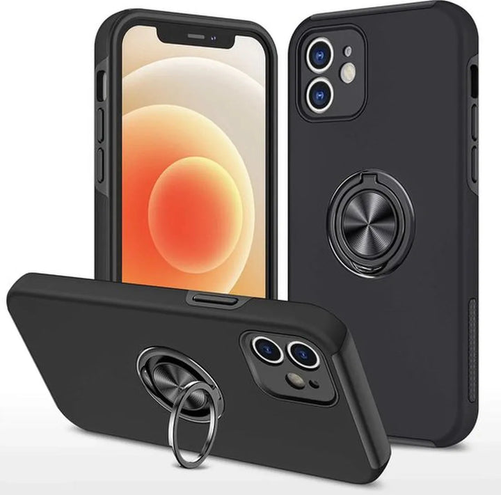 iPhone 12 Pro Max Hoesjes – Backcover met Vingerring – Magneet – Anti-drop – Zwart-Ilumina Benelux
