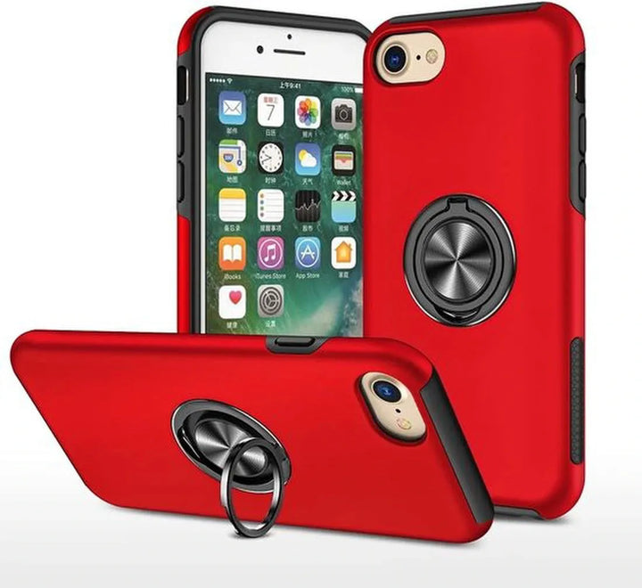iPhone 7 Plus / 8 Plus Hoesjes – Backcover met Vingerring – Magneet – Anti-drop – Rood-Ilumina Benelux