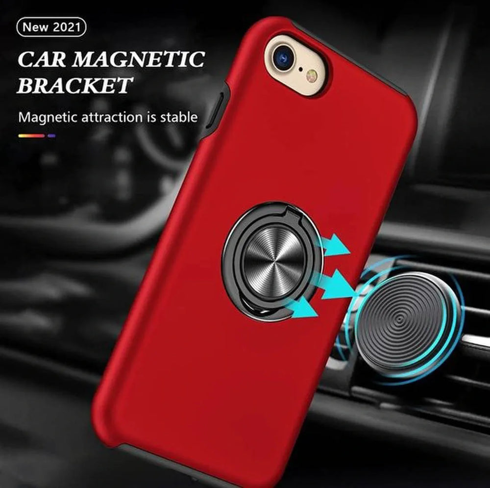 iPhone 7 Plus / 8 Plus Hoesjes – Backcover met Vingerring – Magneet – Anti-drop – Rood-Ilumina Benelux