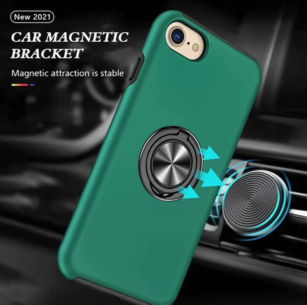 iPhone 7 Plus / 8 Plus Hoesjes – Backcover met Vingerring – Magneet – Anti-drop – Groen-Ilumina Benelux