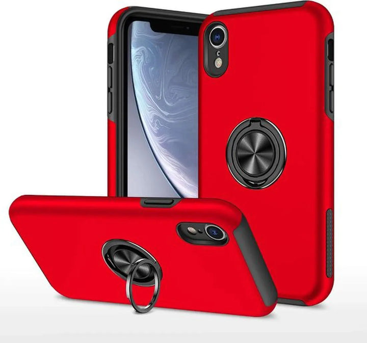 iPhone XR Hoesjes – Backcover met Vingerring & Magneet – Anti-drop – Rood-Ilumina Benelux