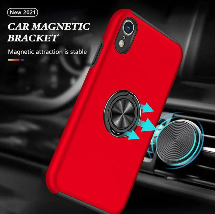 iPhone XR Hoesjes – Backcover met Vingerring & Magneet – Anti-drop – Rood-Ilumina Benelux