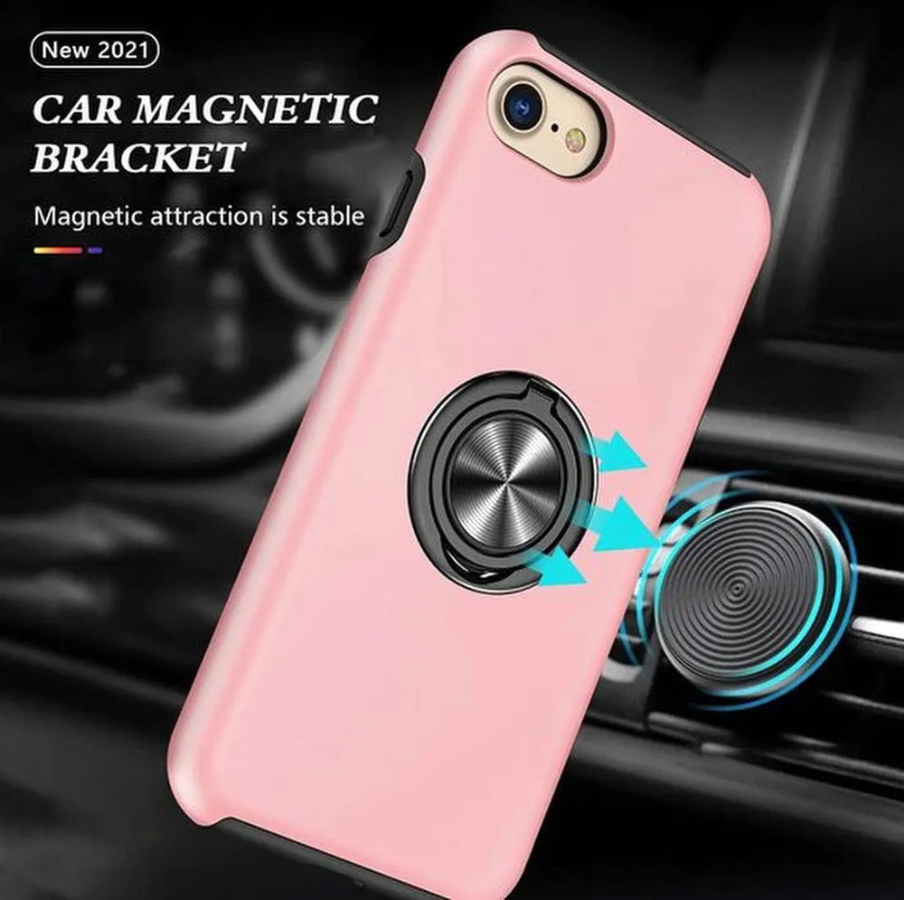 iPhone 7 Plus / 8 Plus Hoesjes – Backcover met Vingerring & Magneet – Anti-drop – Roze-Ilumina Benelux