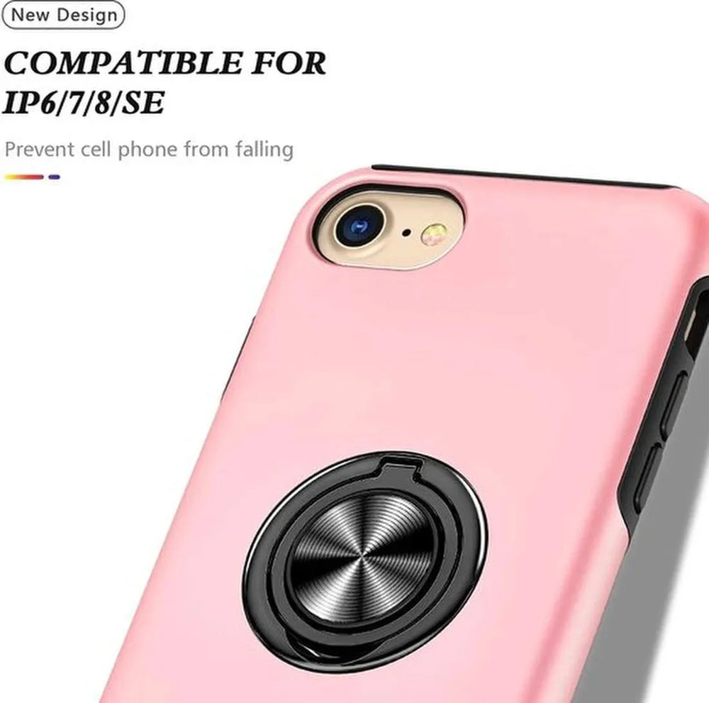 iPhone 7 Plus / 8 Plus Hoesjes – Backcover met Vingerring & Magneet – Anti-drop – Roze-Ilumina Benelux