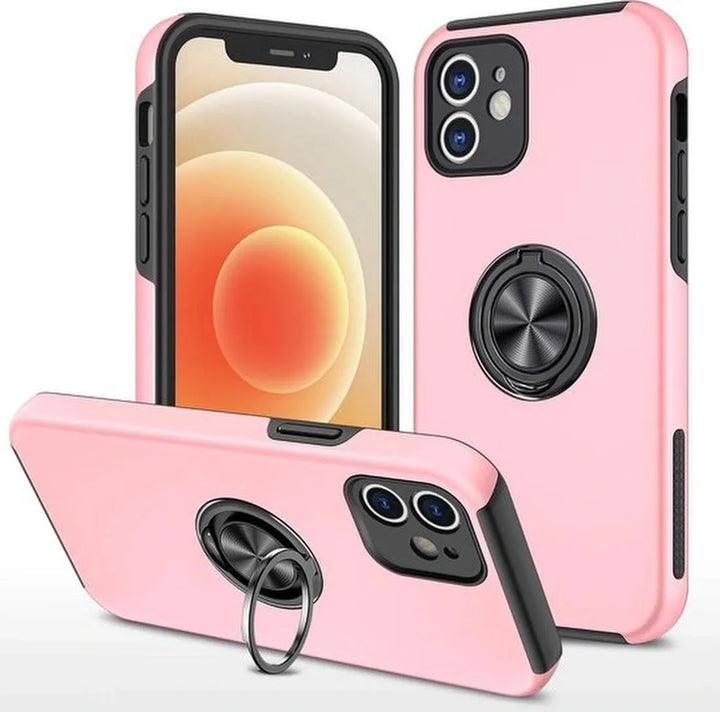 iPhone 12 Pro Hoesjes – Backcover met Vingerring & Magneet – Anti-drop – Roze-Ilumina Benelux