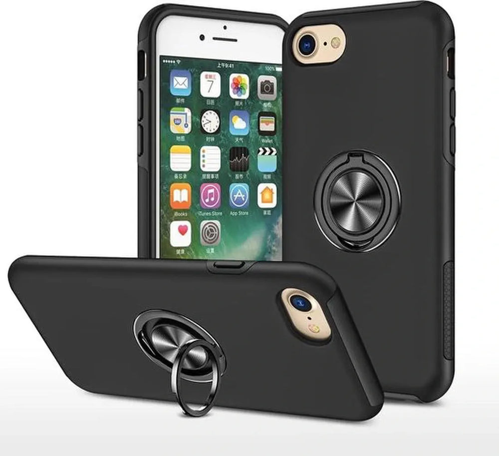 iPhone 7 Plus / 8 Plus Hoesjes – Backcover met Vingerring & Magneet – Anti-drop – Zwart-Ilumina Benelux