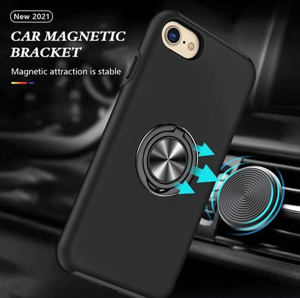 iPhone 7 Plus / 8 Plus Hoesjes – Backcover met Vingerring & Magneet – Anti-drop – Zwart-Ilumina Benelux