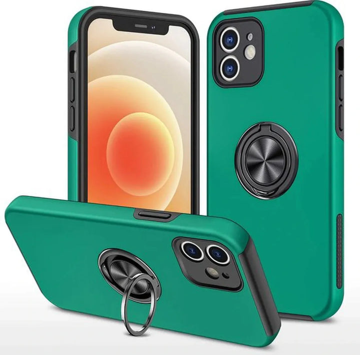 iPhone 12 Pro Max Hoesjes – Backcover met Vingerring & Magneet – Anti-drop – Groen-Ilumina Benelux