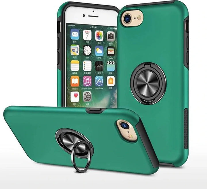 iPhone 7/8/SE 2020/2022 Hoesjes – Backcover met vingerring – Magneet – Anti-drop – Groen-Ilumina Benelux