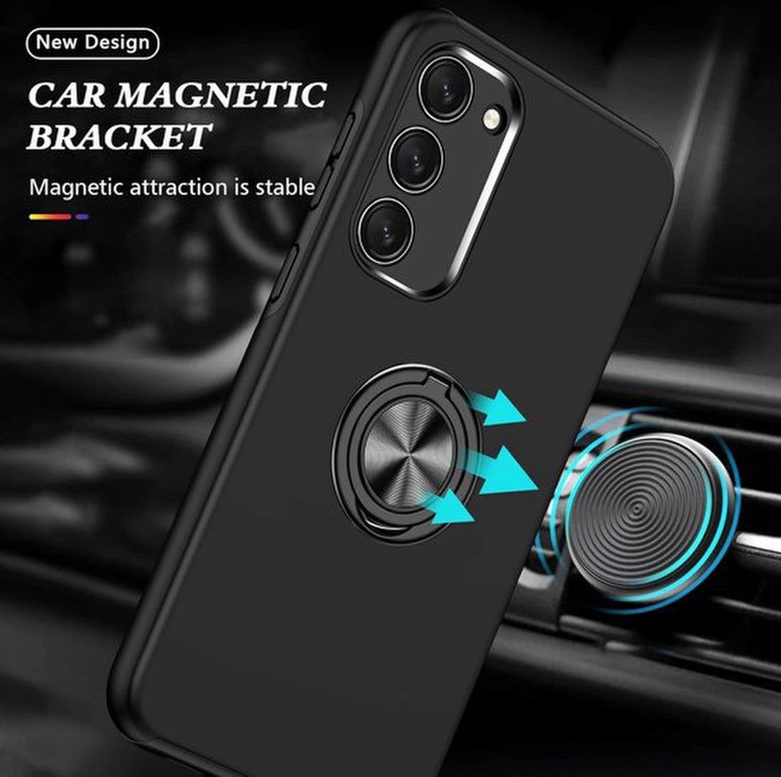 Telefoonhoesje met Vingerring - Hoesje Geschikt voor: Samsung Galaxy S23 - Anti-drop harde cover - Zwart