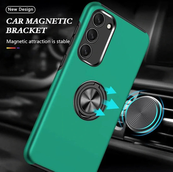 Samsung Galaxy S23 Hoesjes – Hardcase Backcover met Vingerring – Anti-drop – Groen-Ilumina Benelux