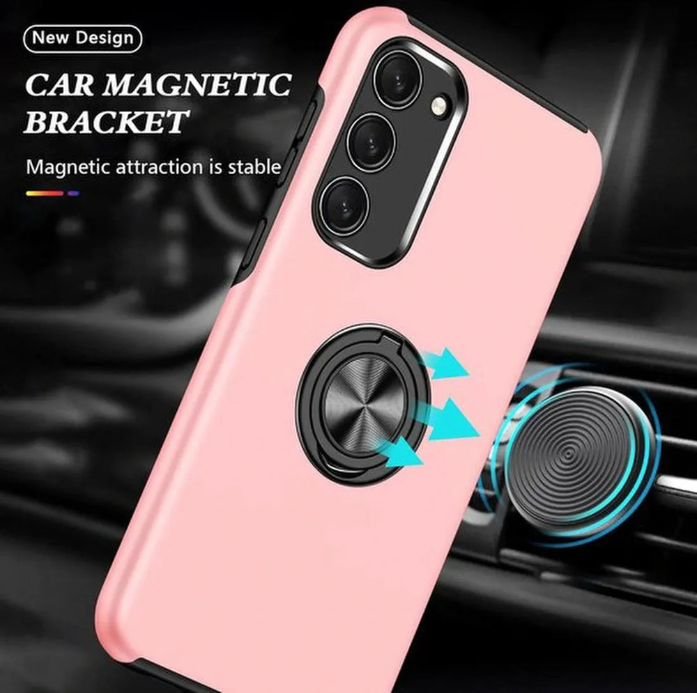 Samsung Galaxy S22 Hoesjes – Harde Backcover met Vingerring – Anti-drop – Roze-Ilumina Benelux