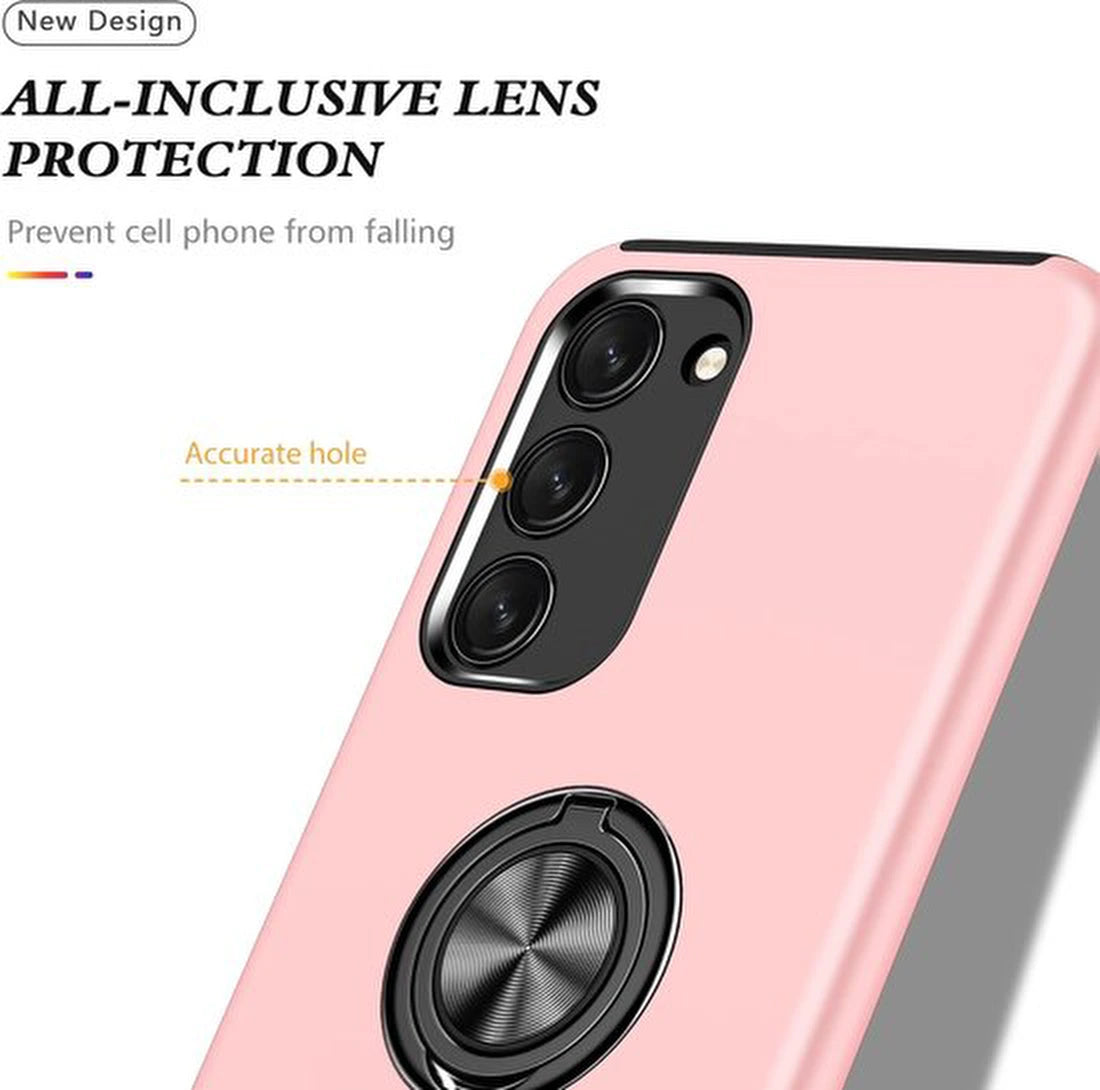 Samsung Galaxy S22 Plus Hoesjes – Harde Backcover met Vingerring – Anti-drop – Roze