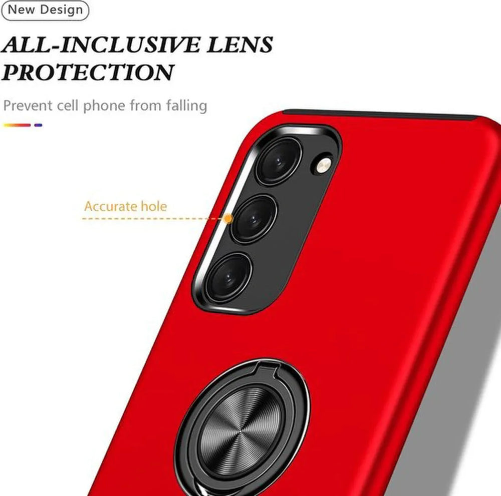 Samsung Galaxy S22 Plus Hoesjes – Hardcase Backcover met Vingerring – Anti-drop – Rood-Ilumina Benelux