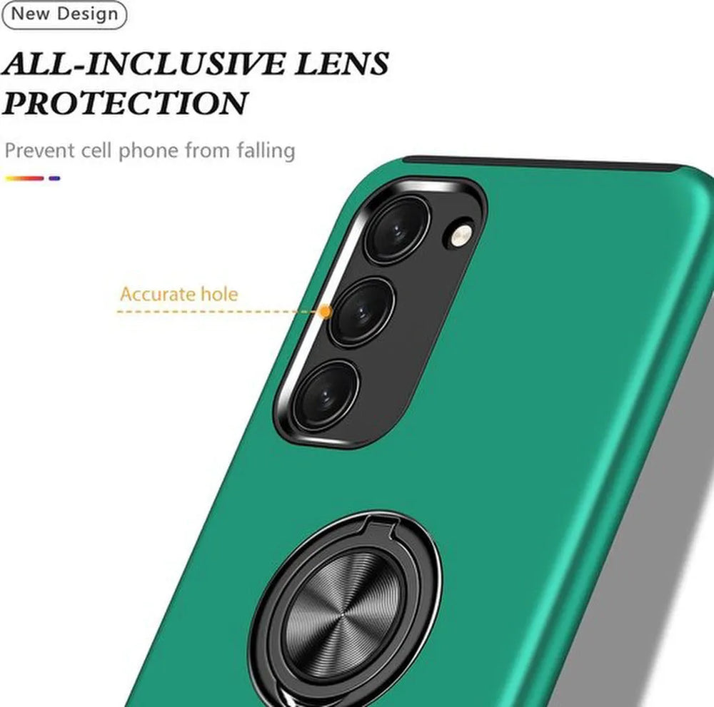 Samsung Galaxy S22 Plus Hoesjes – Harde Backcover met Vingerring – Anti-drop – Groen-Ilumina Benelux