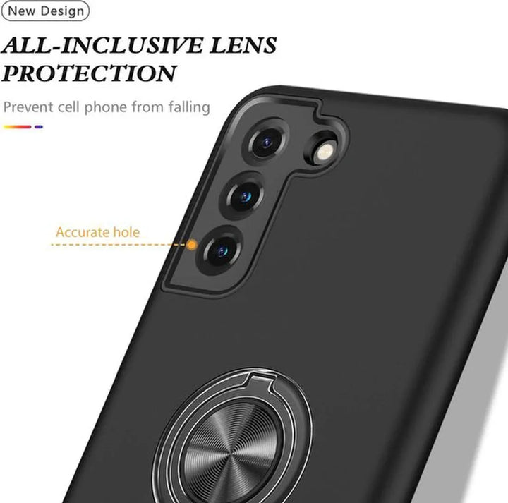 Samsung Galaxy S21 Hoesjes – Harde Backcover met Vingerring – Anti-drop – Zwart-Ilumina Benelux