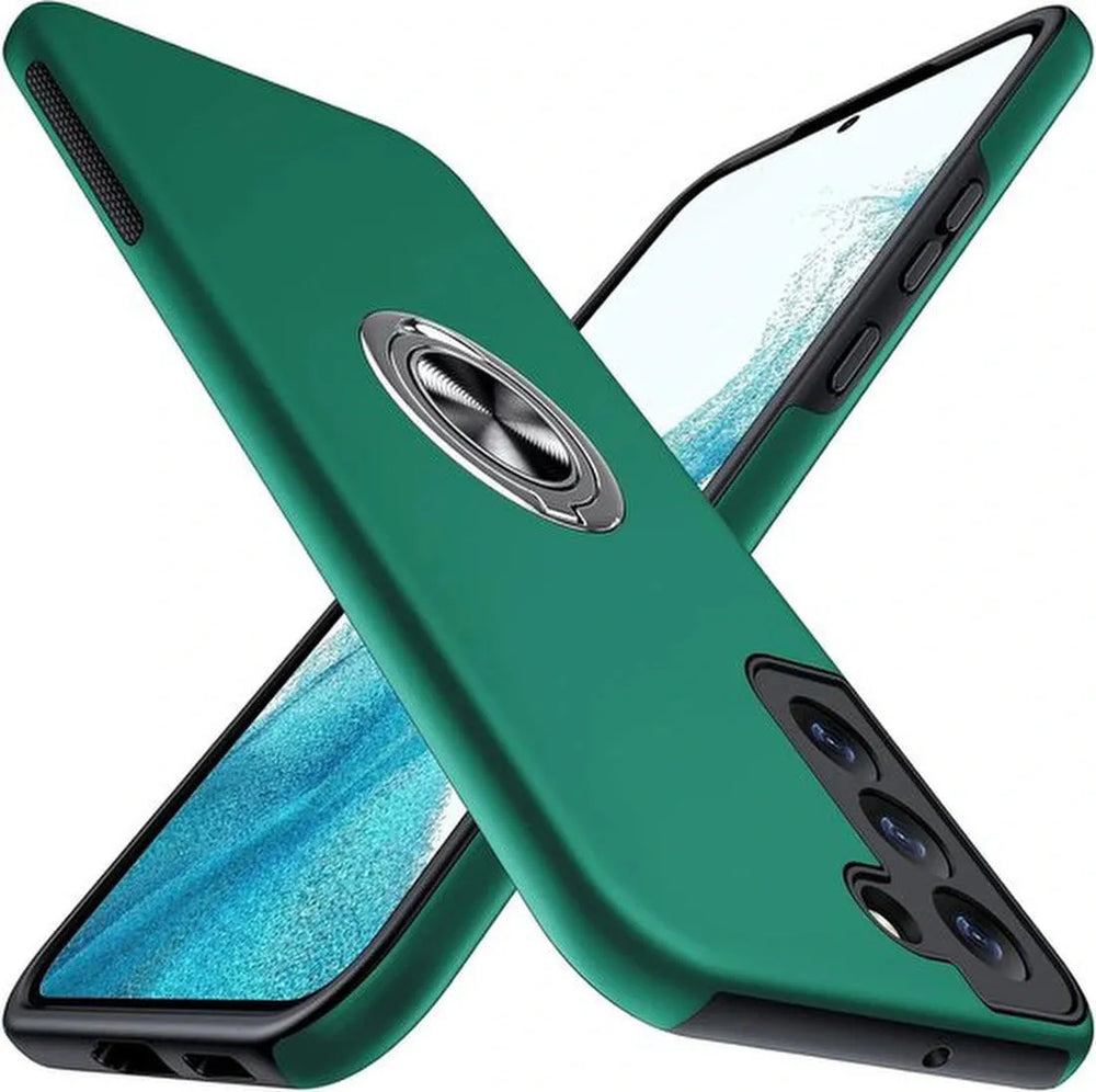 Samsung Galaxy S21 Hoesjes – Harde Backcover met Vingerring – Anti-drop – Groen-Ilumina Benelux