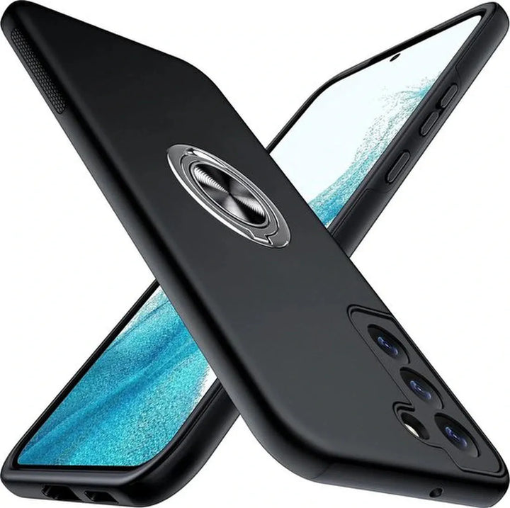 Samsung Galaxy S21 Plus Hoesjes – Harde Backcover met Vingerring – Anti-drop – Zwart-Ilumina Benelux