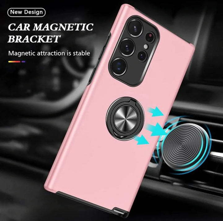 Samsung Galaxy S22 Ultra Hoesjes – Harde Backcover met Vingerring – Anti-drop – Roze-Ilumina Benelux